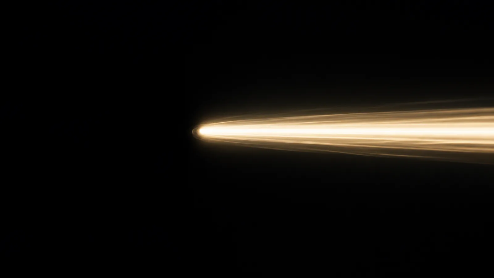 A long dark delay followed by a fast continuous cream light trail.