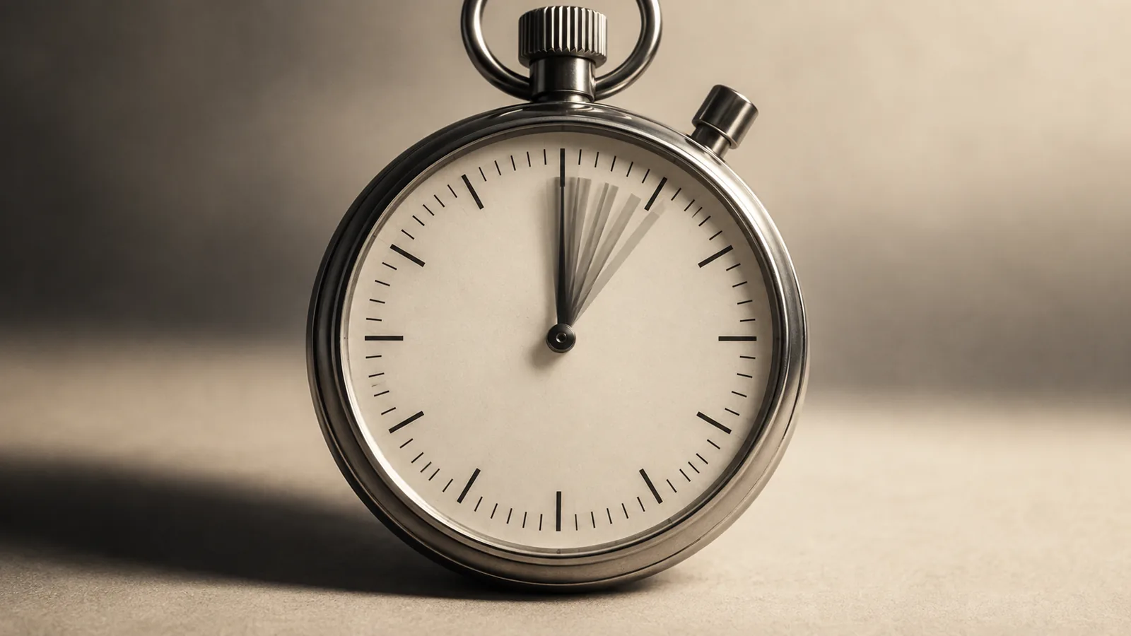 A stopwatch hand shown sweeping repeatedly through the same minute.